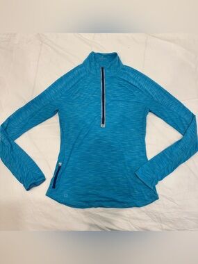 Athleta Blue Space Dye Momentum 1/2 Zip Pullover Small Gorpcore Hiking Top Shirt